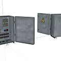 Industrial Electrical Enclosures Open And Closed With Internal Wiring Components And Metal Gray Casing