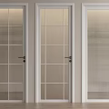 Modern White Hinged Doors With Various Glass Patterns And Sleek Frames 3d model