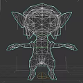Low Poly Game Movie Character With Red Body Green Hat Pointed Ears And Yellow Eyes
