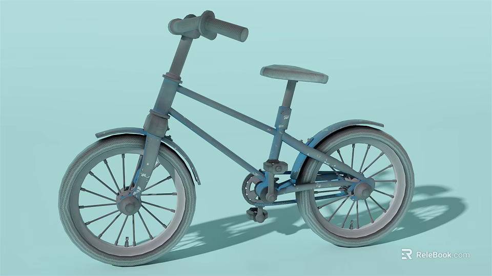 Gray Kids Bicycle Design With Handlebar Seat Fenders And Wheels 3d model 
