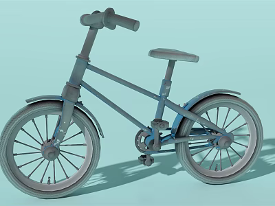 Gray Kids Bicycle Design With Handlebar Seat Fenders And Wheels 3d model