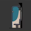 Miniature Public Transport Seat Compartment With Blue Patterned Seats Green Wall And Pink Frame