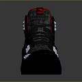 High Top Shoes With Red And Black Colorway Glowing Details Joyful Metal Text And Reflective Sole