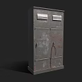 Vintage Metal Cabinet With Rustic Texture Double Doors And Top Panels Design