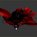 Anime Style Character Costume With Red Flowing Cape Ornate Hat And Decorative Staff