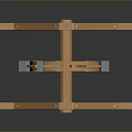 Sturdy Wooden Frame Mechanical Device With Spoked Wheel And Support Legs
