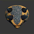Game Movie Character Helmet Featuring Yellow Blue Spikes Spots And Red Eyes 3D Design
