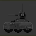 Modern Small Unmanned Gray Tank With Turret Antenna And Red Sensor
