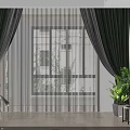 Elegant Dark Curtains With Sheer Inner Layer In Modern Living Room Interior