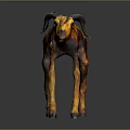 Standing Brown Yellow Textured Ram Sculpture on Dark Reflective Surface