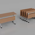 Portable Foldable Conference Table With Wooden Top Metal Legs And Wheels For Easy Storage