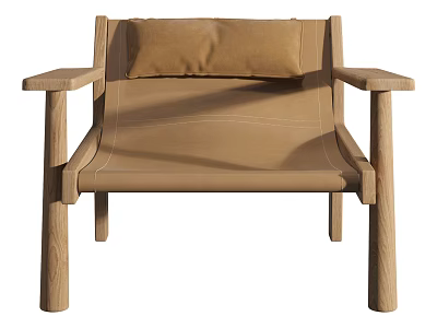 Modern Leisure Chair With Wooden Frame Armrests Brown Cushion And Fabric Seat 3d model
