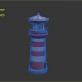 Red And White Striped Lighthouse Model With Top Lantern And Balcony