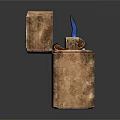 Open Metallic Lighter with Blue Flame and Vintage Design for Daily Household Use