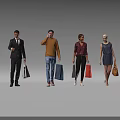 Diverse Group of People Standing Together with Shopping Bags in Various Outfits