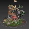 Enchanted Vine Creature With Red Mushroom Purple Berries Green Leaves Butterflies And Grass