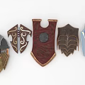 Decorative Shield Collection With Various Ornate Designs And Textured Surfaces 3d model