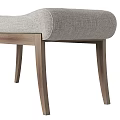 Modern Upholstered Bench With Wooden Legs And Light Gray Fabric Seat For Home