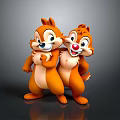 Cheerful Orange Cartoon Squirrel Characters Standing Together With White Bellies And Red Noses