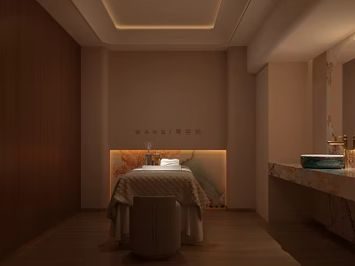Professional Beauty Salon Treatment Room Elegant Interior With Comfortable Bed And Marble Countertop 3d model