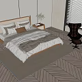 Double Bed With Wooden Headboard White Bedding Nightstands Accent Chair And Natural Light