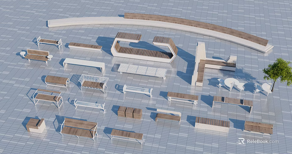 Outdoor Chairs With Various Designs And Different Materials For Garden 3d model