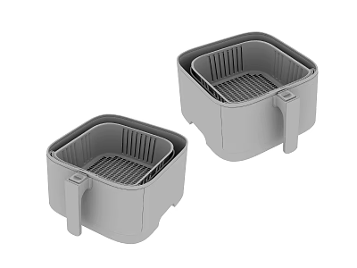 Two Grey Plastic Kitchen Dish Drainer Racks As Essential Daily Use Appliances 3d model