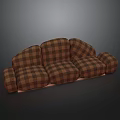Brown Plaid Sectional Sofa For Living Room With Multiple Seats And Soft Armrests