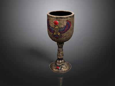 Decorative Metal Goblet With Intricate Patterns Red Gemstone And Ornate Base 3d model