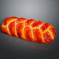 Delicious Braided Bread Loaf With Glazed Red Brown Surface And Sugar Topping