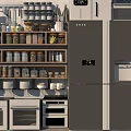 Modern Kitchen Appliances With Cabinets Spice Racks And Storage Design