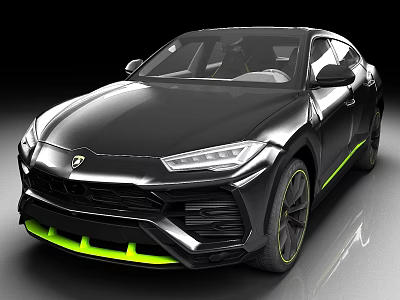 Black Lamborghini SUV With Green Accents And Modern Sports Styling 3d model