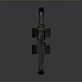 3D Rendered Mechanical Weapon With Black Metal Complex Structure And Circular Components
