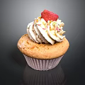 Delicious Cupcake With Swirled Frosting Fresh Strawberry And Colorful Sprinkles