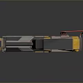 Futuristic Sci Fi Weapon With Yellow Gray Body Red Accent And Angular Mechanical Design 3d model