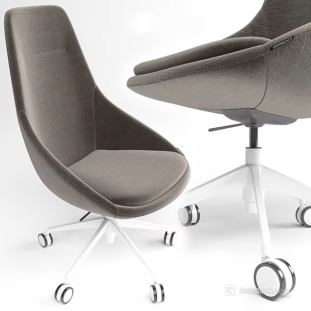 Modern Office Chair With Ergonomic Design Comfortable Fabric Upholstery And Swivel Wheels 3d model 