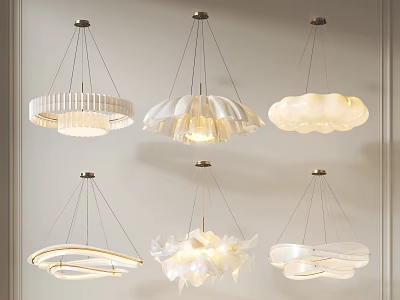 Modern Chandelier Designs With Various White Stylish Shapes For Interior Decor 3d model