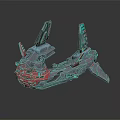 Futuristic Sci Fi Mechanical Structure With Red Gray Color And Detailed Wing Design