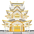 Chinese-style ancient building attic 3d model