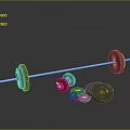 Barbell With Multiple Weight Plates Arranged On Reflective Surface For Fitness