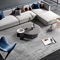 Modern Living Room Interior Featuring L Shaped Sofa Coffee Table Set With Decorative Pillows