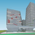Modern Office Building Complex With Green Roof Glass Facade And Waterfront Plaza