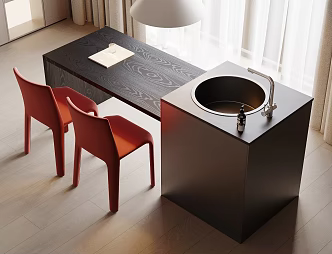 Modern Dining Table and Chair 3d model