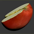 Juicy Ripe Red Apple Sliced Open Displaying White Flesh And Core