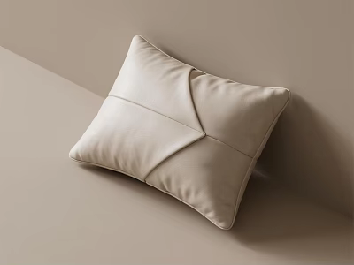 Beige Minimalist Throw Pillow With Soft Fabric And Cross Stitch Design For Home Decor 3d model