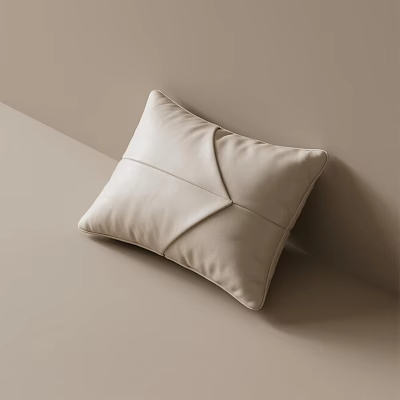 Beige Minimalist Throw Pillow With Soft Fabric And Cross Stitch Design For Home Decor 3d model