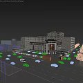 Modern Multi Storey Hospital Building With Blue Sky Green Trees Ambulance And Cars On Street