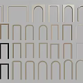 Architectural Components With Rectangular And Arched Shapes In Wooden Gray Black Colors 3d model