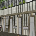 Modern Building Exterior With Glass Curtain Wall Trees And White Car On Street