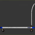 Durable Hardware Tool Platform Cart with Metal Frame Blue Wheels and Red White Striped Handle